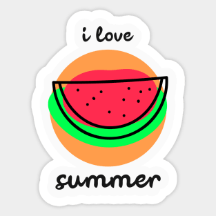 I love watermelon and summer Sticker